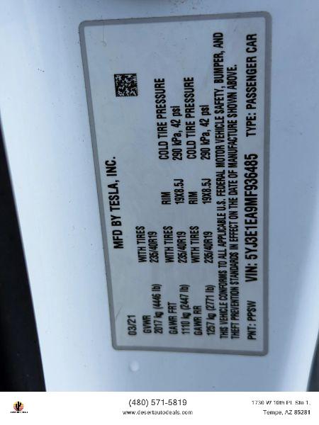 2021 Tesla Model 3 Standard Range Plus Rear-Wheel Drive