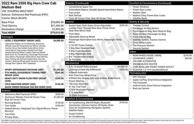 2022 Ram 2500 Big Horn Crew Cab 4x4 6'4" Box