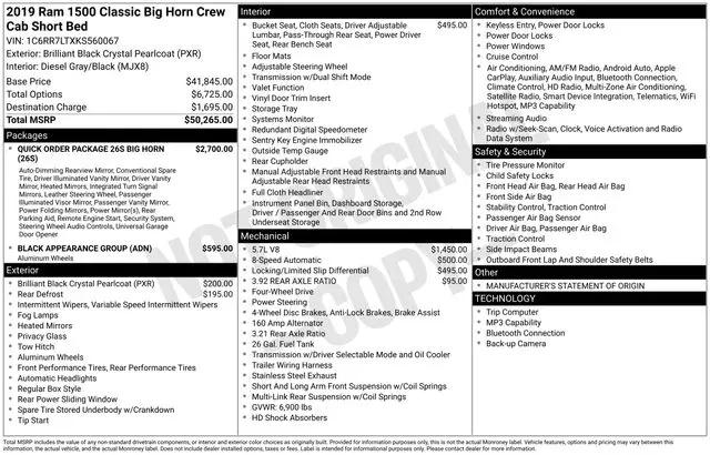 2019 Ram 1500 Classic Big Horn Crew Cab 4x4 5'7" Box