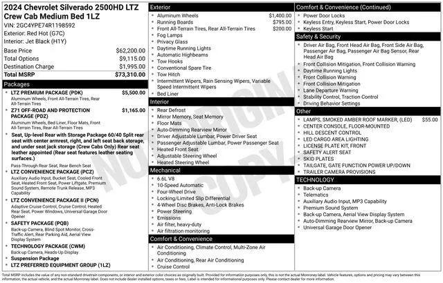 2024 Chevrolet Silverado 2500HD 4WD Crew Cab Standard Bed LTZ for sale in Sherman, TX