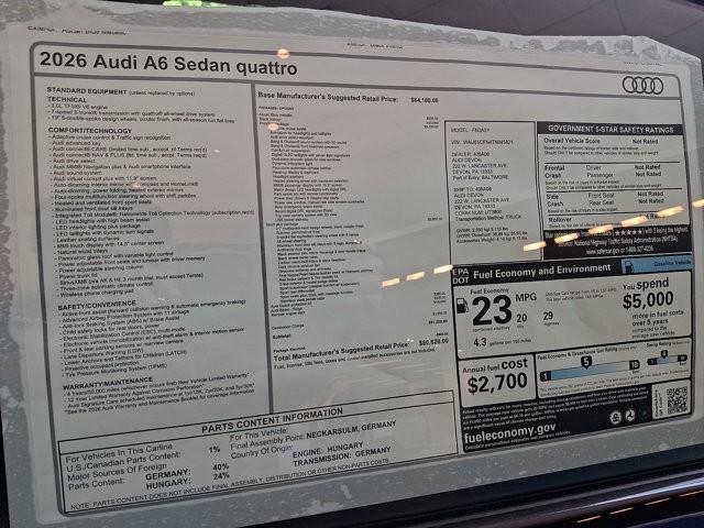2026 Audi A6 Prestige quattro S tronic