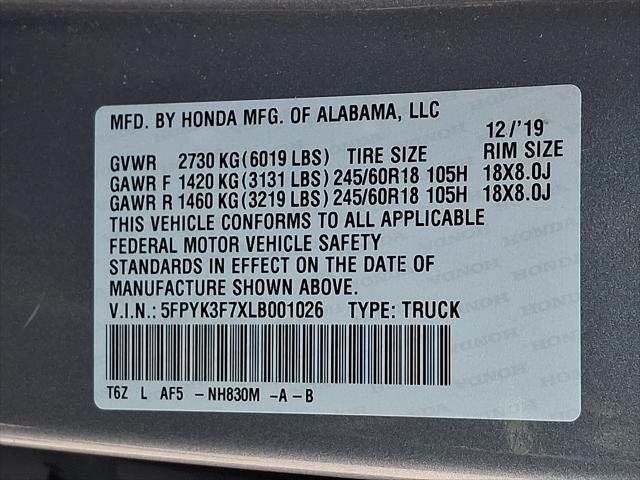 2020 Honda Ridgeline RTL-E