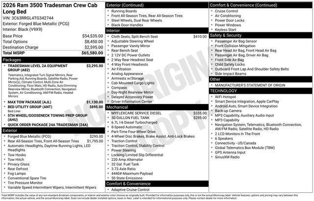 2026 RAM Ram 3500 RAM 3500 TRADESMAN CREW CAB 4X4 8 BOX