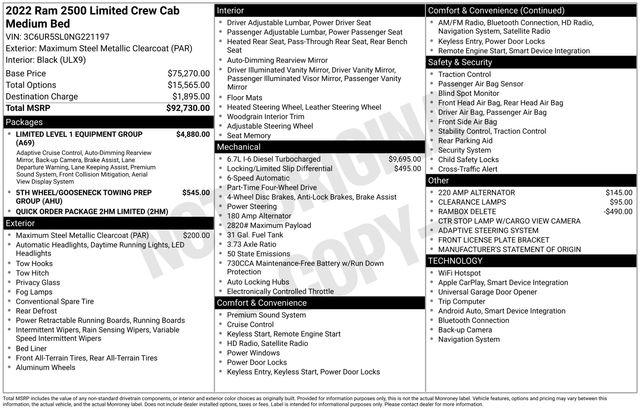 2022 Ram 2500 Limited Crew Cab 4x4 6'4" Box
