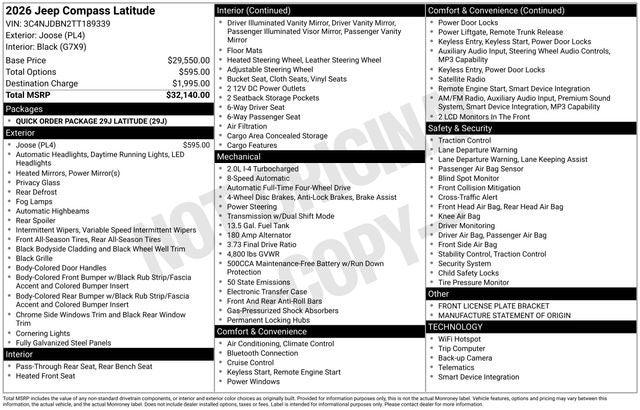 2026 Jeep Compass COMPASS LATITUDE 4X4 2026 Jeep Compass COMPASS LATITUDE 4X4