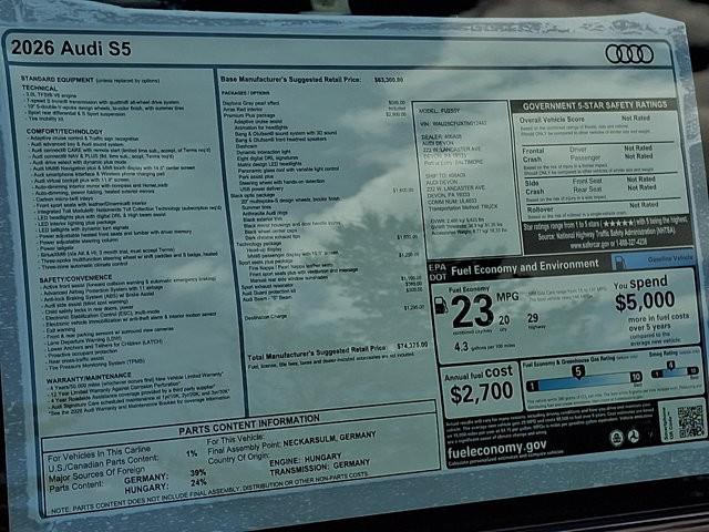 2026 Audi S5 Premium Plus TFSI quattro S tronic