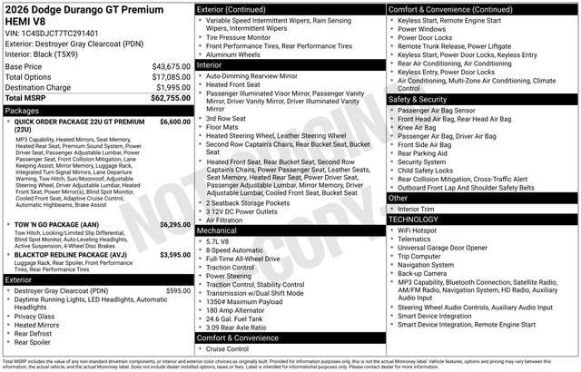 2026 Dodge Durango GT Premium AWD HEMI V8