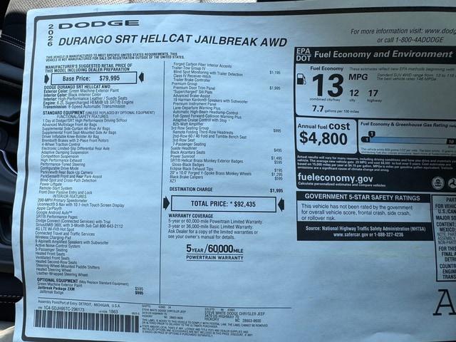 2026 Dodge Durango SRT Hellcat Jailbreak AWD