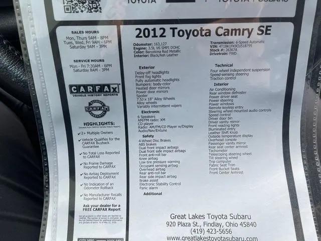 2012 Toyota Camry SE V6