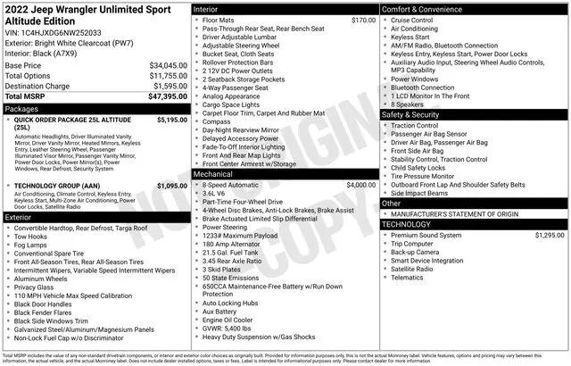2022 Jeep Wrangler Unlimited Sport Altitude 4x4