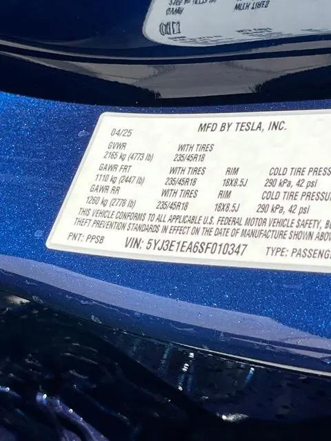 2025 Tesla Model 3 Standard Rear-Wheel Drive