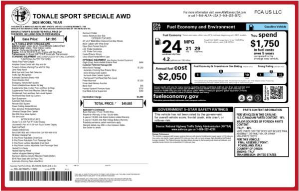 2026 Alfa Romeo Tonale TONALE SPORT SPECIALE AWD