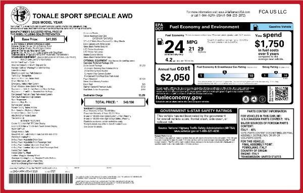 2026 Alfa Romeo Tonale TONALE SPORT SPECIALE AWD
