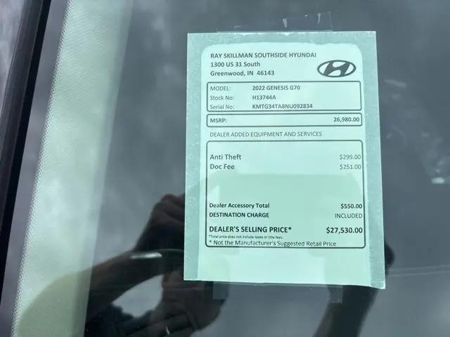 2022 Genesis G70 2.0T AWD