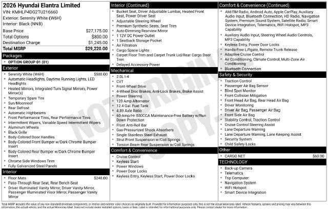 New 2026 Hyundai Elantra Limited For Sale in Olive Branch, MS