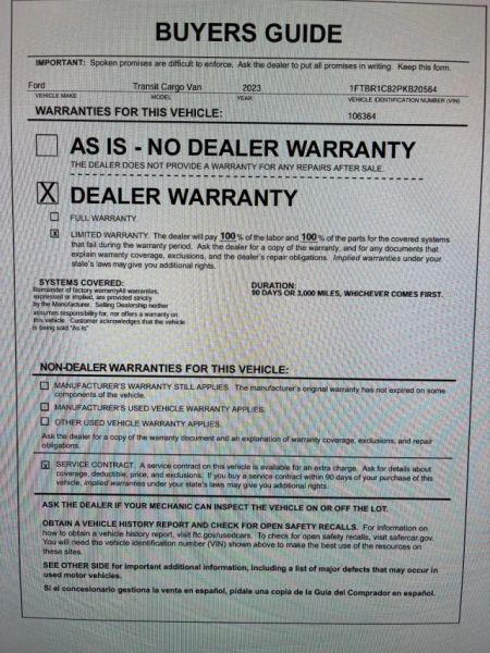 2023 Ford Transit Cargo Van Medium Roof w/LWB
