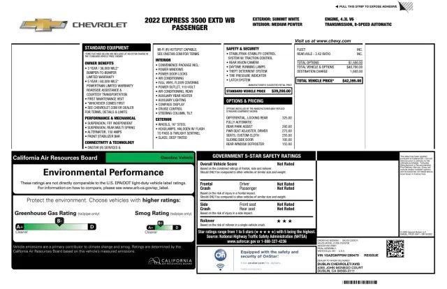 2022 Chevrolet Express Passenger RWD 3500 Extended Wheelbase LS