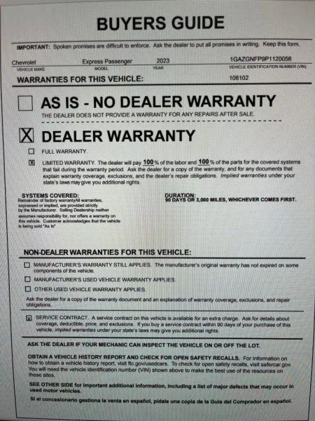 2023 Chevrolet Express Passenger RWD 3500 Extended Wheelbase LS
