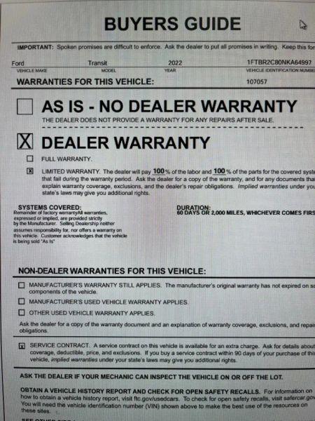 2022 Ford Transit Cargo Van Medium Roof w/LWB