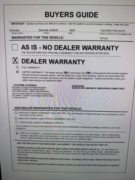 2024 Chevrolet Silverado 2500HD 4WD Crew Cab Long Bed LT