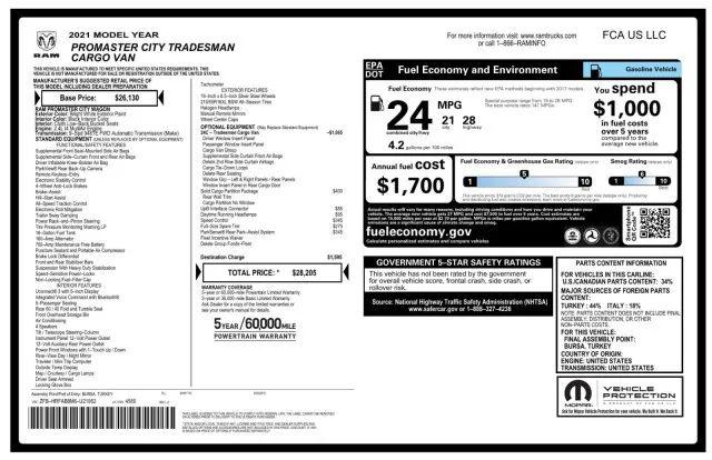 2021 Ram ProMaster City Tradesman Cargo Van