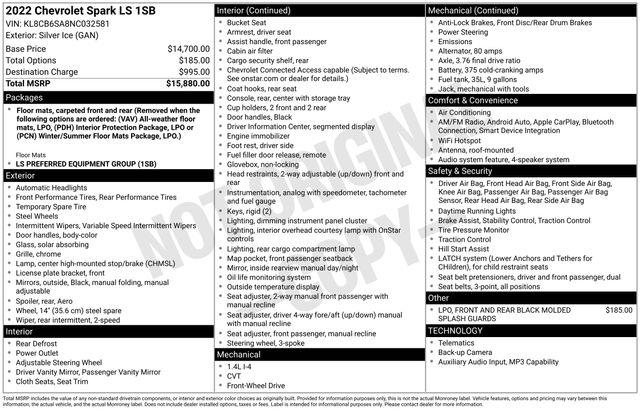 2022 Chevrolet Spark FWD LS Automatic