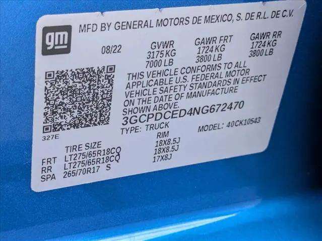 2022 Chevrolet Silverado 1500 4WD Crew Cab Short Bed Custom Trail Boss