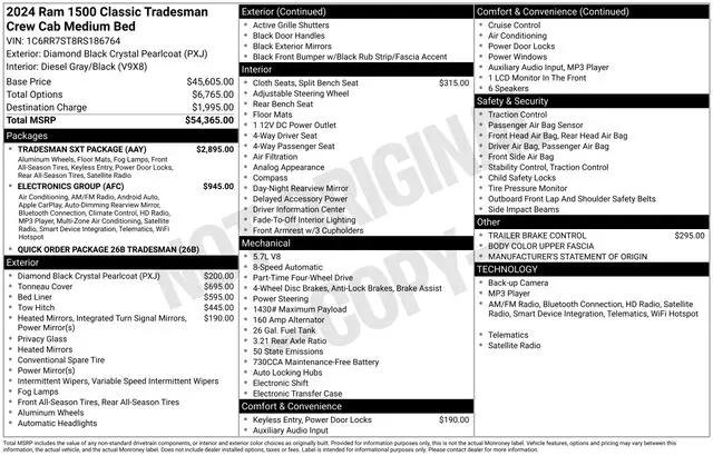 2024 Ram 1500 Classic Tradesman Crew Cab 4x4 6'4" Box