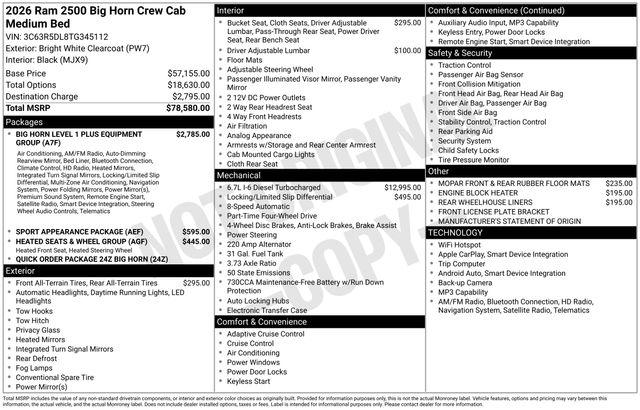 2026 Ram 2500 Big Horn Crew Cab 4x4 64 Box