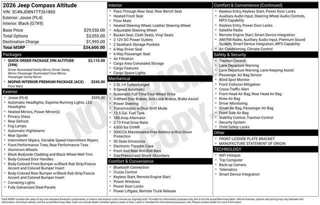 2026 Jeep Compass Latitude Altitude