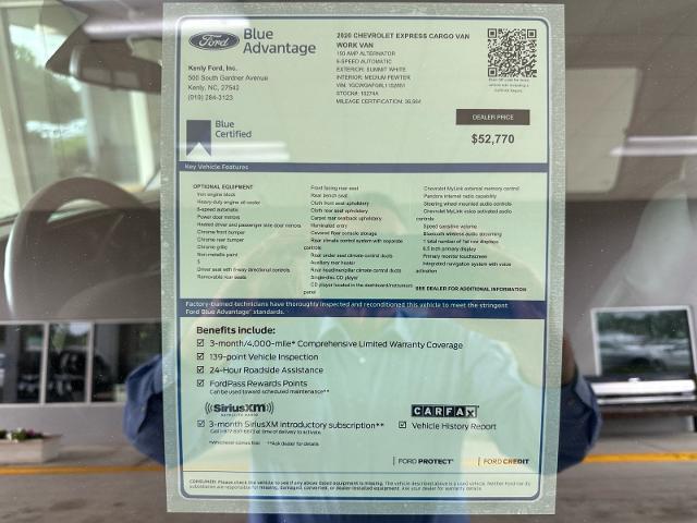 2020 Chevrolet Express Cargo Van RWD 2500 Regular Wheelbase WT