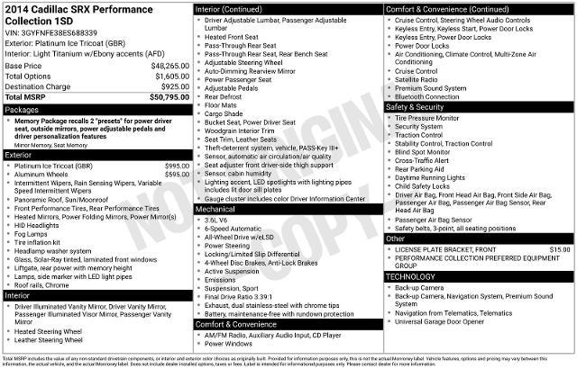 2014 Cadillac SRX Performance Collection