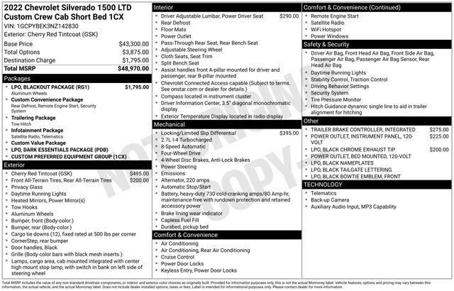2022 Chevrolet Silverado 1500 4WD Crew Cab Short Bed Custom
