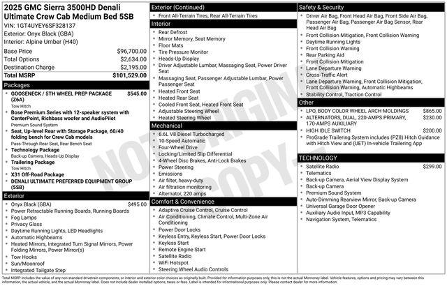 2025 GMC Sierra 3500HD 4WD Crew Cab Standard Bed Denali Ultimate