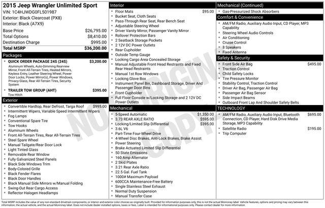 2015 Jeep Wrangler Unlimited Sport