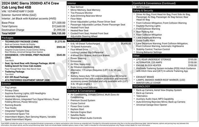 2024 GMC Sierra 3500HD 4WD Crew Cab Long Bed AT4