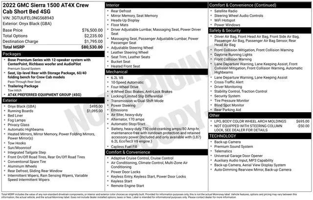 2022 GMC Sierra 1500 4WD Crew Cab Short Box AT4X