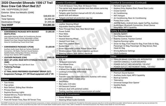 2020 Chevrolet Silverado 1500 4WD Crew Cab Short Bed LT Trail Boss