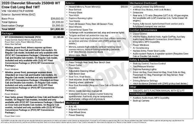 2020 Chevrolet Silverado 2500HD 2WD Crew Cab Long Bed WT