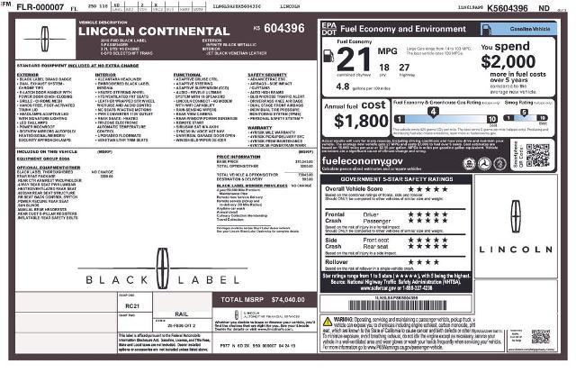 2019 Lincoln Continental Black Label
