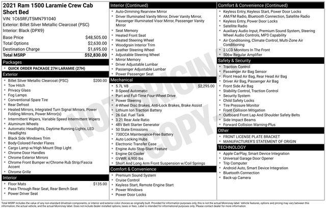 2021 Ram 1500 Laramie Crew Cab 4x4 5'7" Box