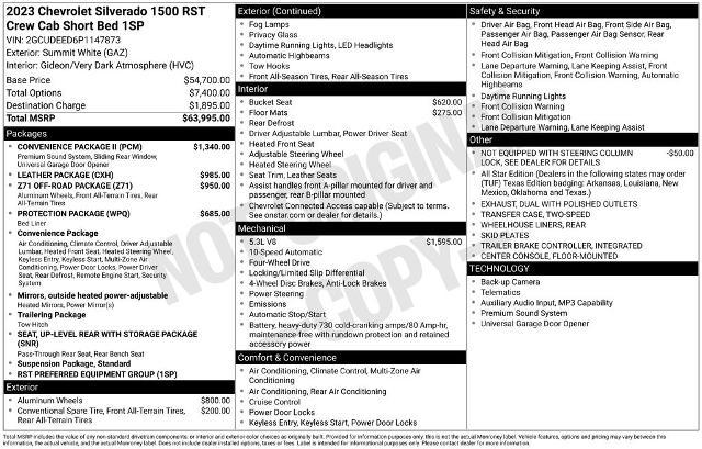 2023 Chevrolet Silverado 1500 4WD Crew Cab Short Bed RST