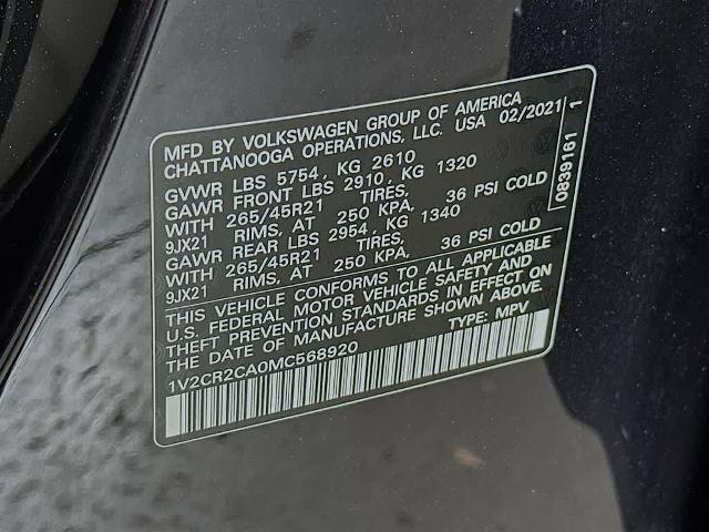 2021 Volkswagen Atlas 3.6 V6 SEL R-Line