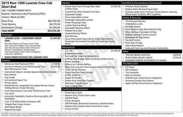 2019 Ram 1500 Laramie Crew Cab 4x4 5'7" Box