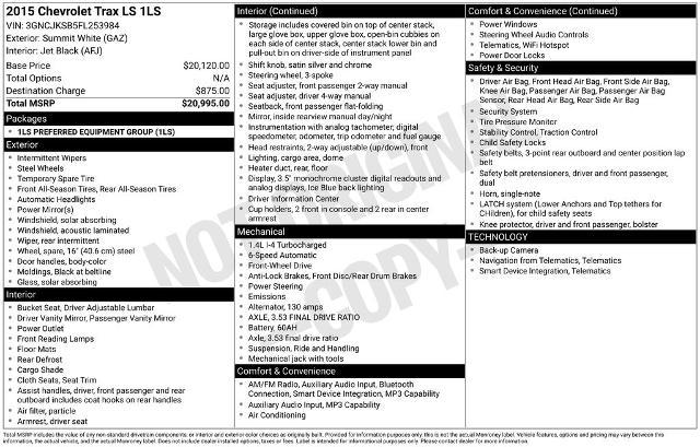 2015 Chevrolet Trax 1LS