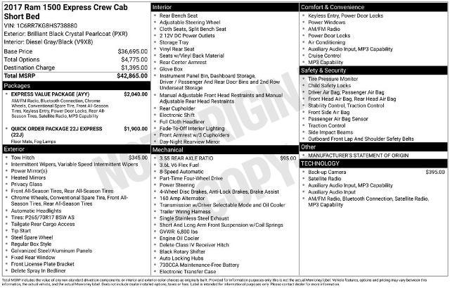 2017 Ram 1500 Express Crew Cab 4x4 5'7" Box