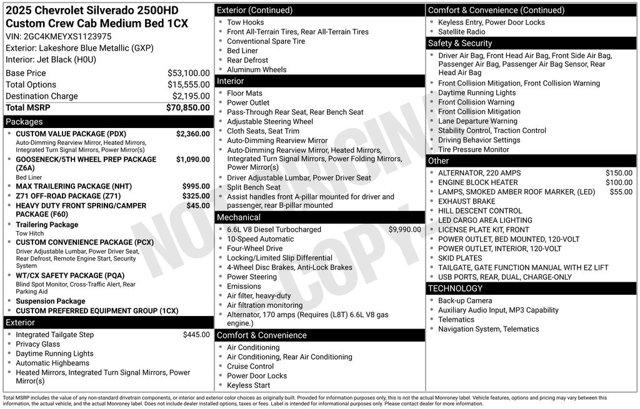 2025 Chevrolet Silverado 2500HD 4WD Crew Cab Standard Bed Custom