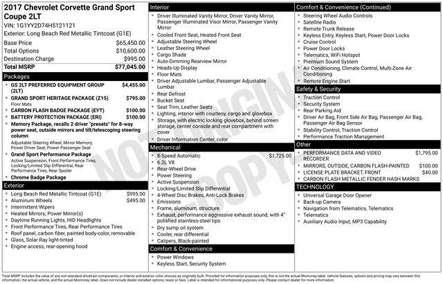 2017 Chevrolet Corvette Grand Sport