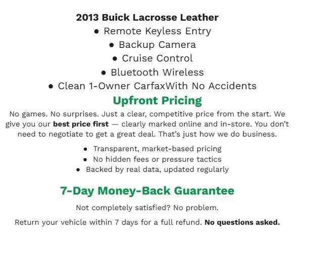 2013 Buick LaCrosse Leather Group for sale in Appleton, WI