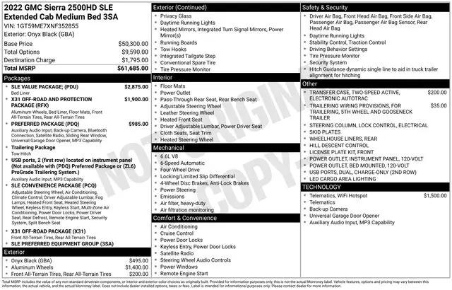 2022 GMC Sierra 2500HD 4WD Double Cab Standard Bed SLE